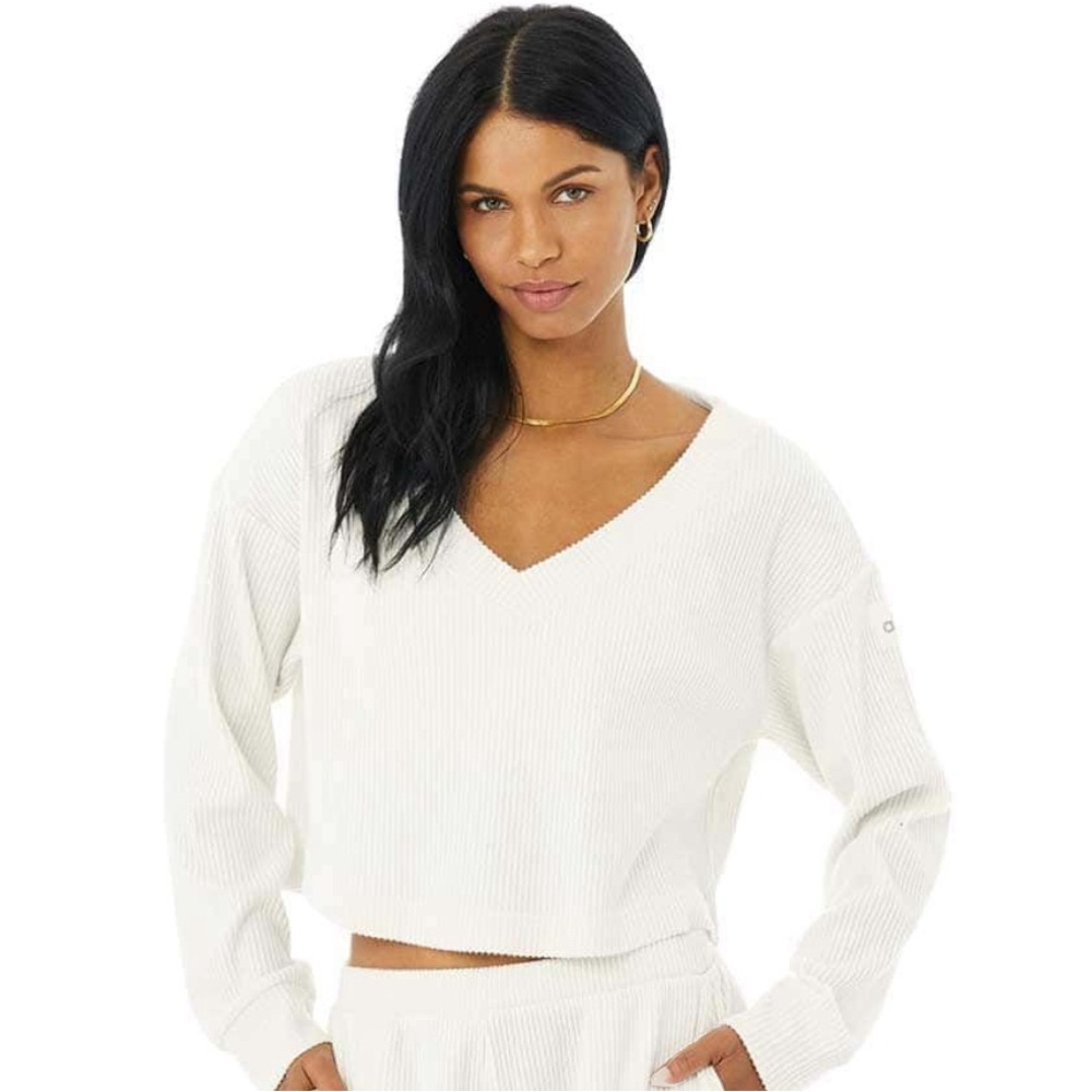 Alo Moves Muse V Neck Ribbed Sweater